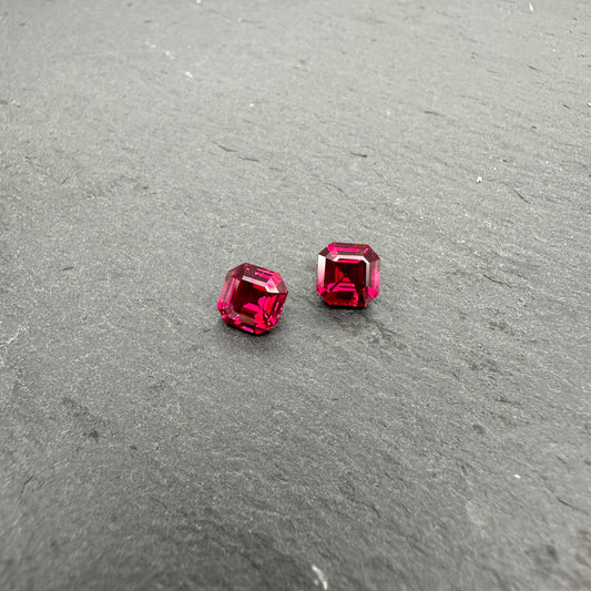 Lab-Grown Asscher Rubies – Matching Pair