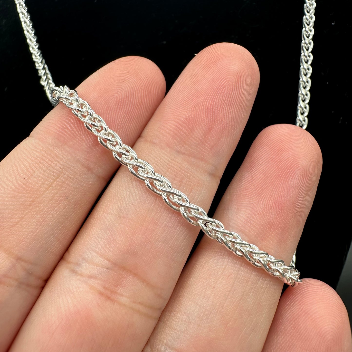 3.3mm Sterling Silver Wheat Chain - Made in Italy